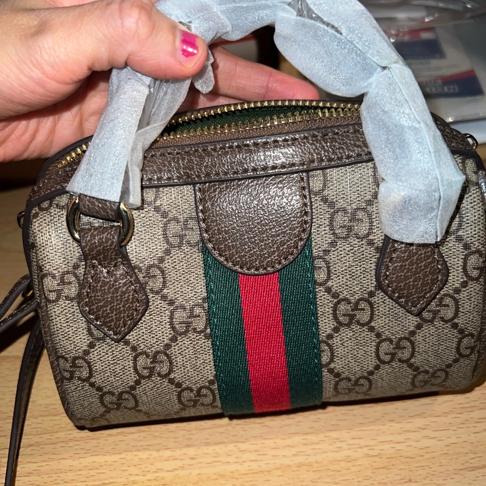 Brown Women's Zip-Top Crossbody Bag with Green Lining